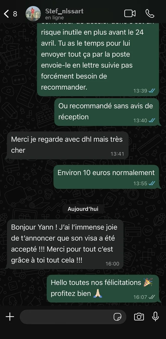 Message de remerciement WhatsApp
