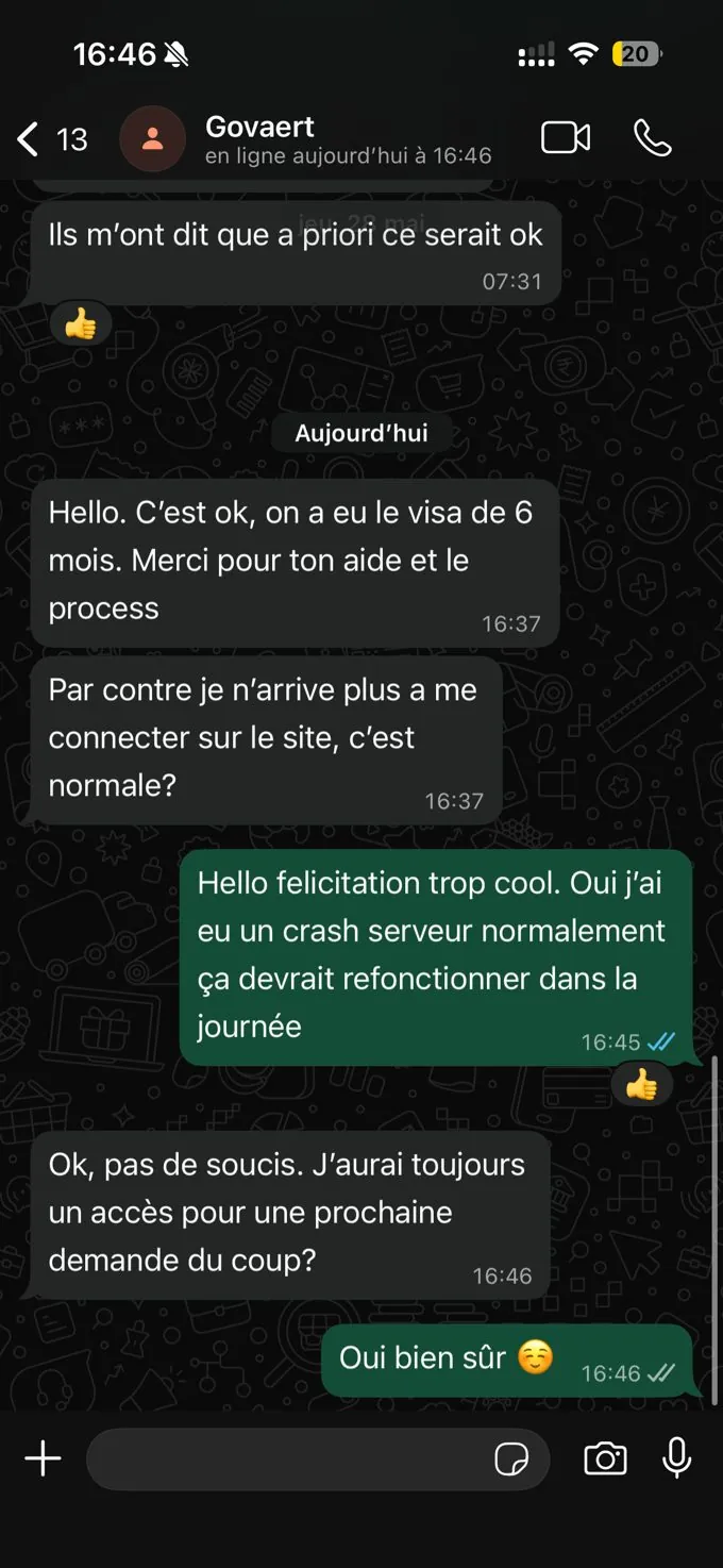 Message de remerciement WhatsApp