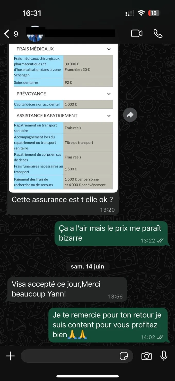 Message de remerciement WhatsApp