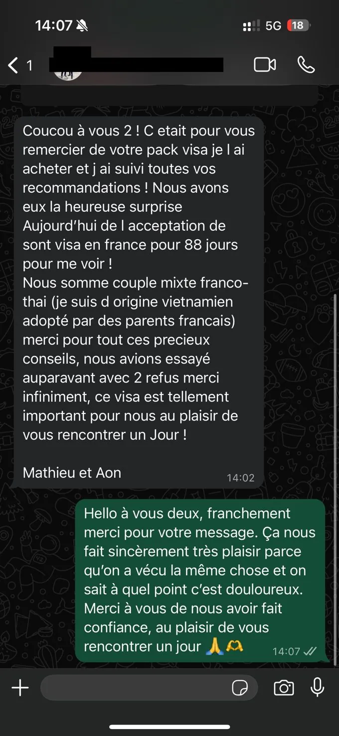 Message de remerciement WhatsApp