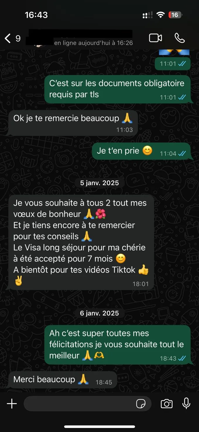 Message de remerciement WhatsApp