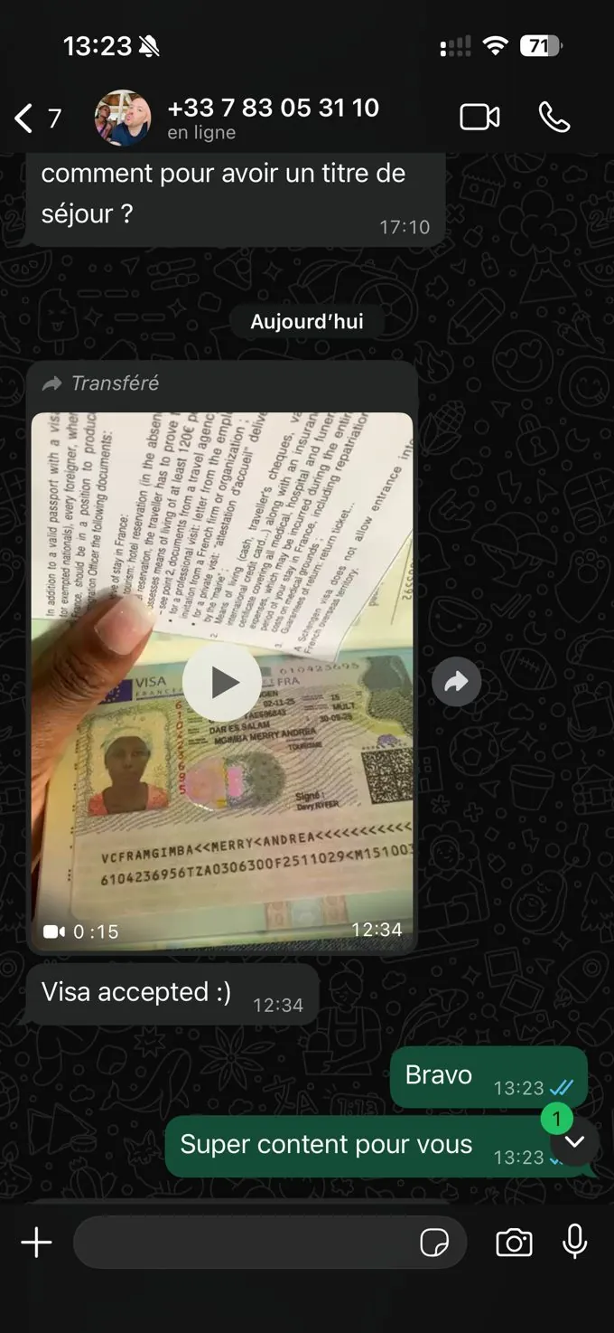 Message de remerciement WhatsApp