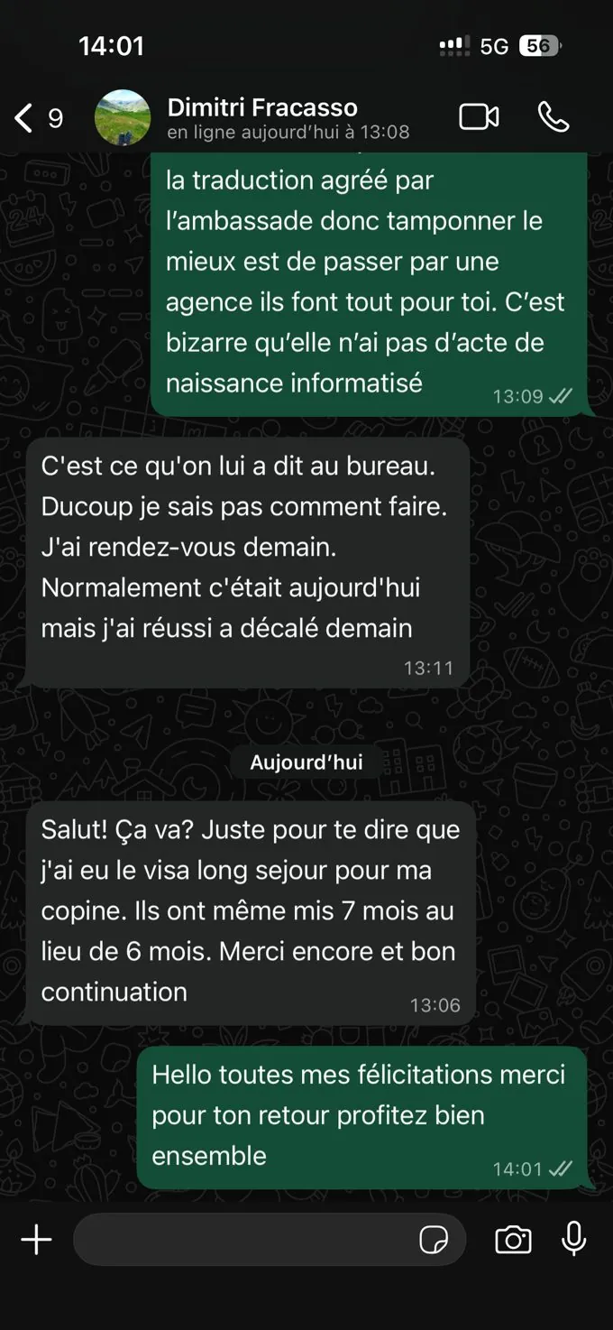 Message de remerciement WhatsApp