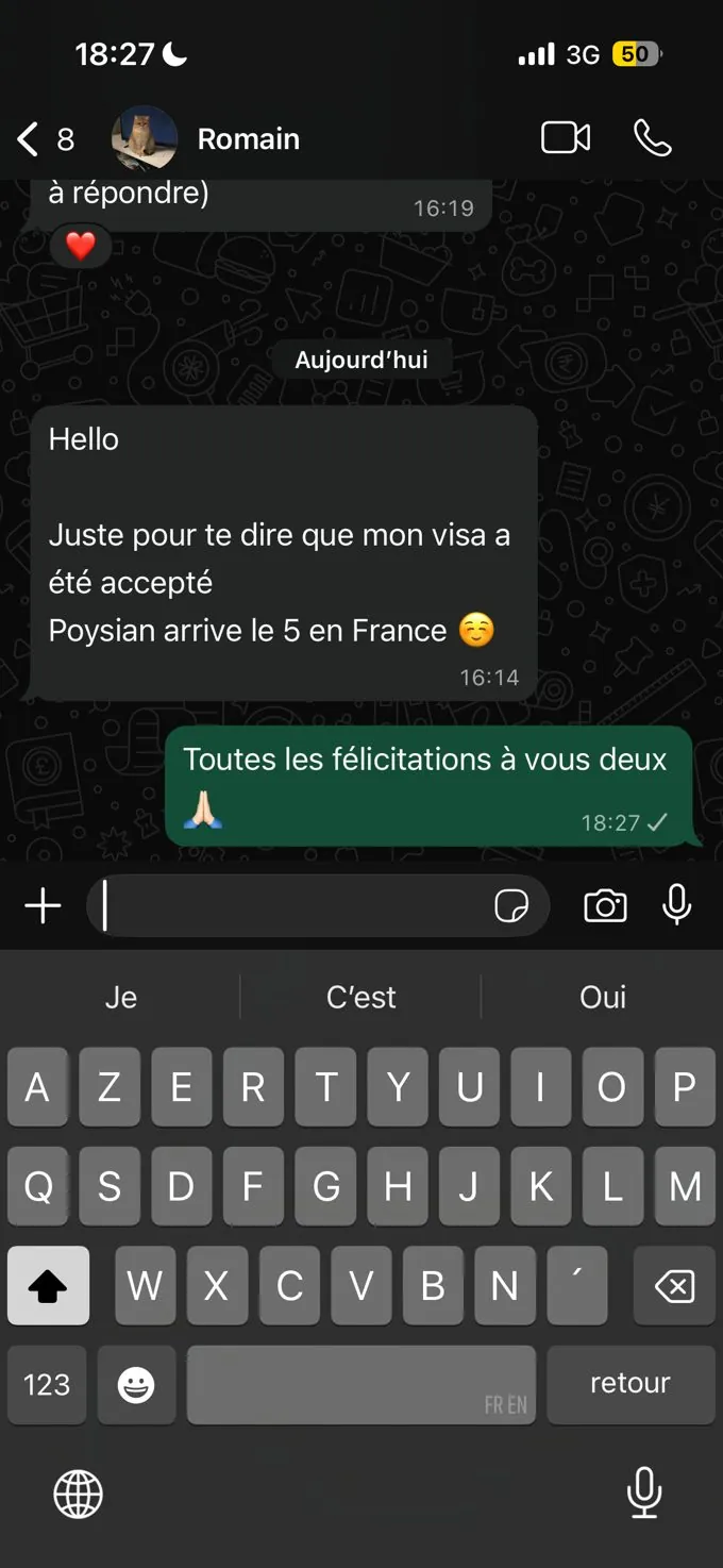 Message de remerciement WhatsApp