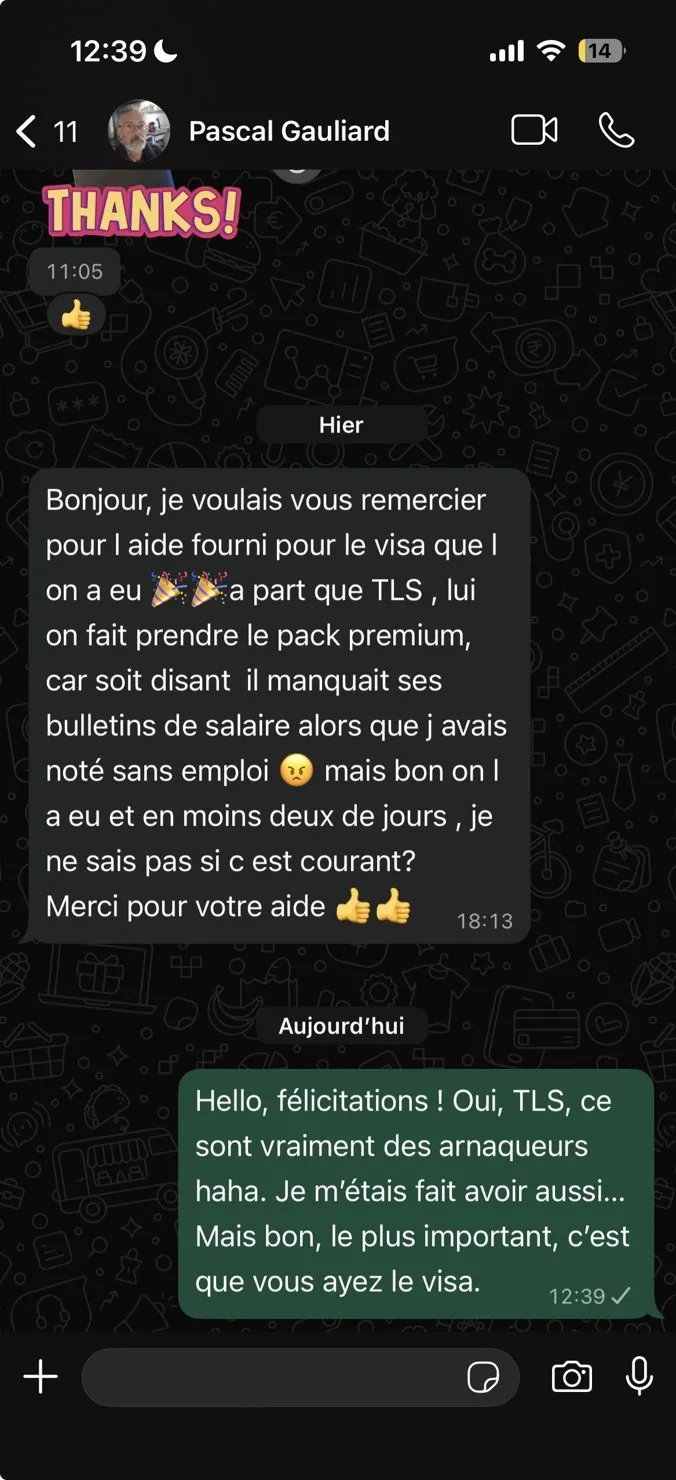 Message de remerciement WhatsApp