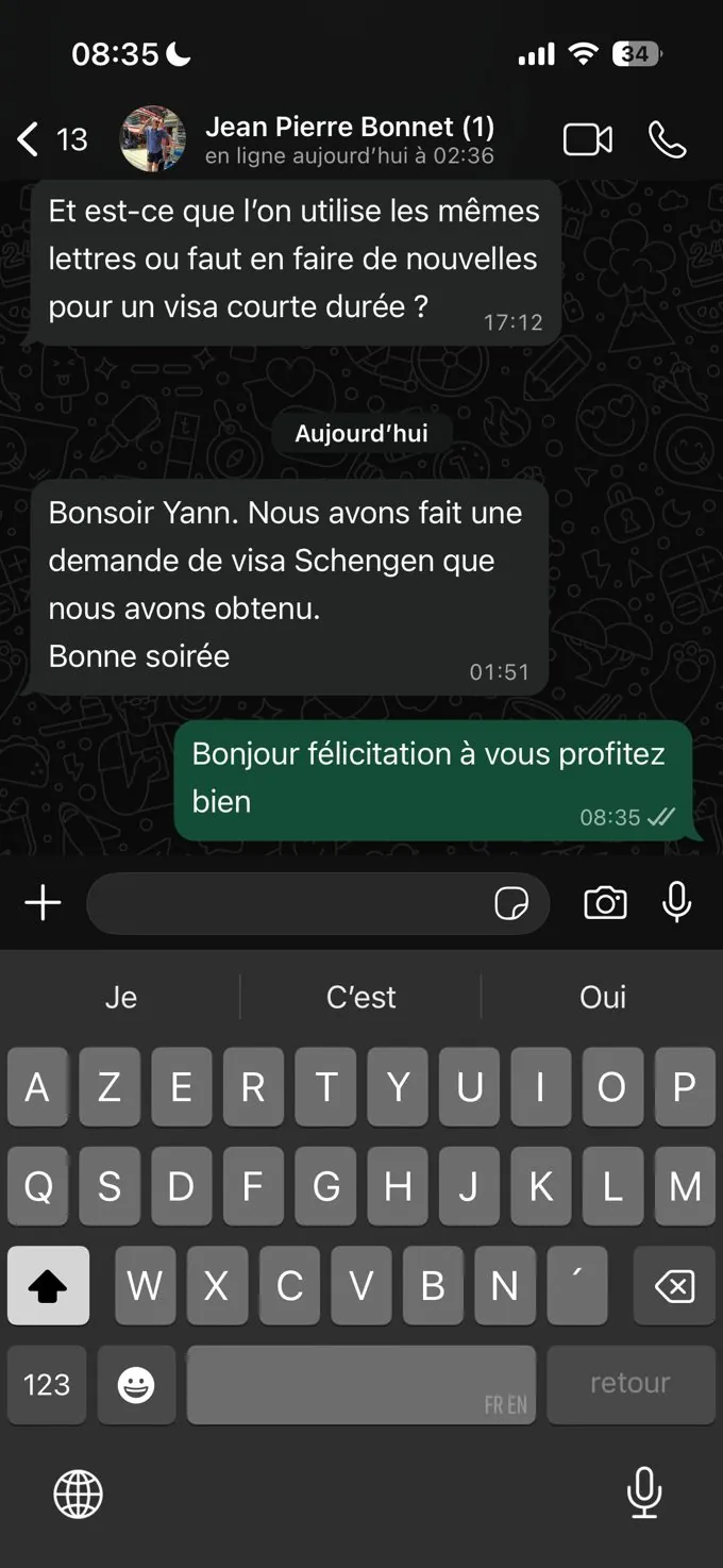 Message de remerciement WhatsApp